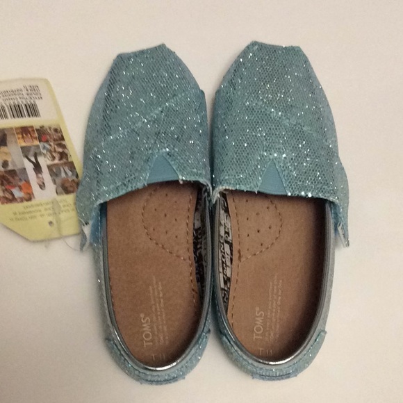 Toms tiny classic turquoise glitter size 11T - Picture 5 of 8